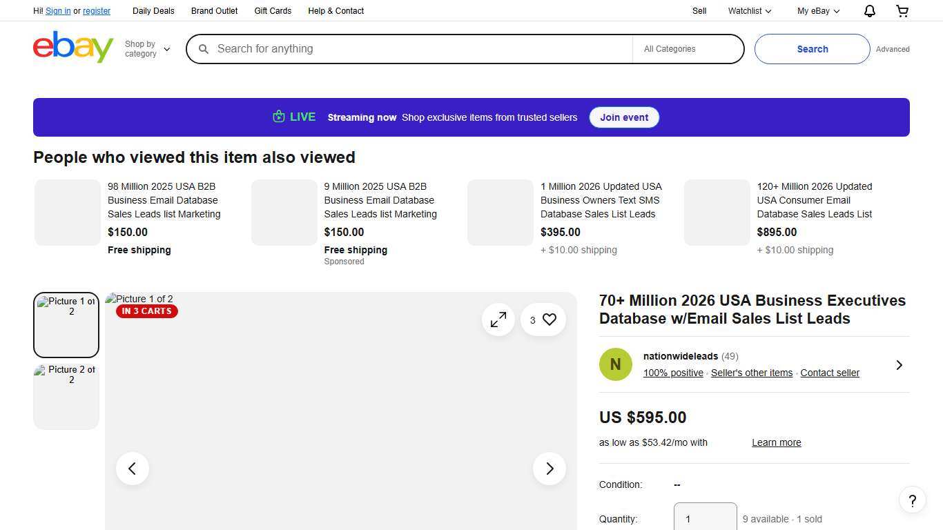 70+ Million 2026 USA Business Executives Database w/Email Sales List Leads eBay